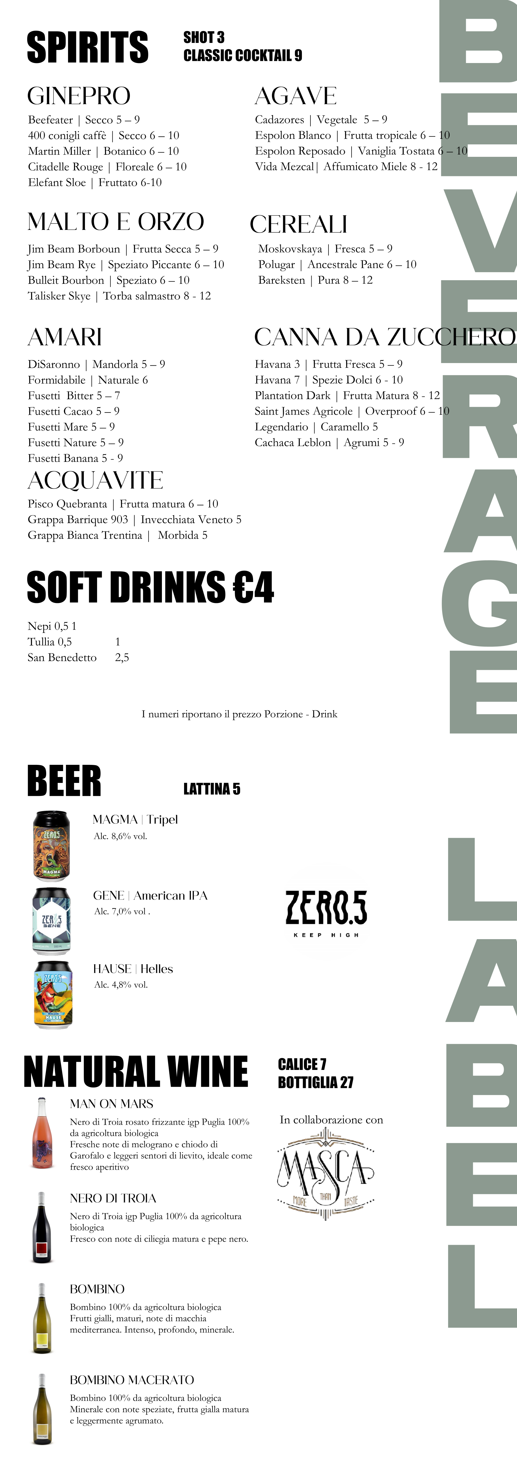 Periferia Monterotondo - Menù beverage